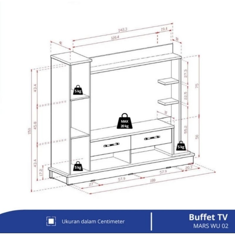 rak tv meja tv bufet minimalis rak serbaguna rak pajangan WU MARS