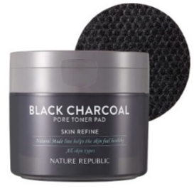Nature Republic Natural Made Black Charcoal Pore Toner 50 Pad Hand Carry Korea