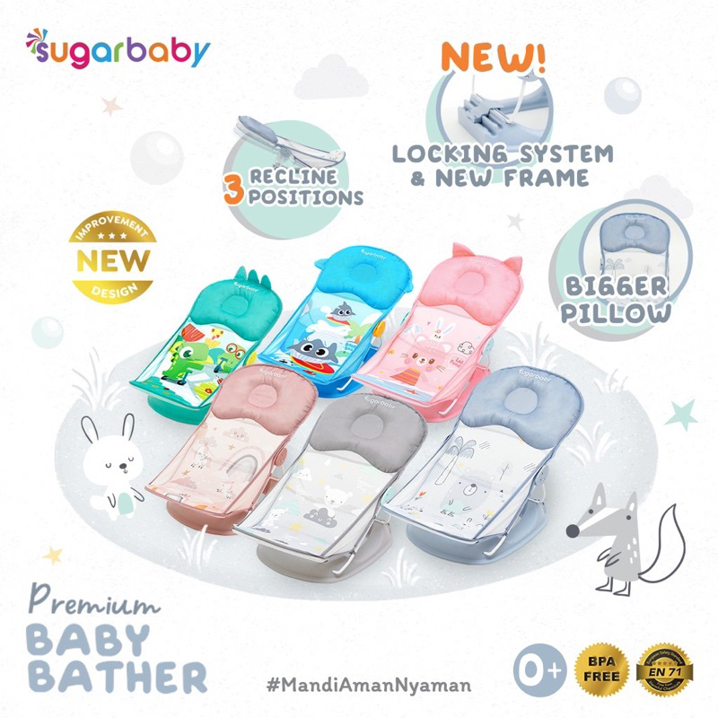 PREMIUM BABY BATHER - SUGAR BABY - Sugarbaby Alas Mandi Bayi - Alas Jemur Bayi - Jaring Mandi Bayi - Tatakan Mandi Bayi Newborn