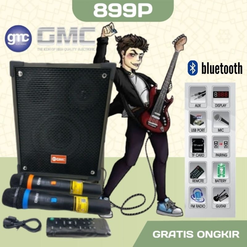 SPEAKER BLUETOOTH KARAOKE GMC 899P/899 p+ FREE MIC WIRELESS 2