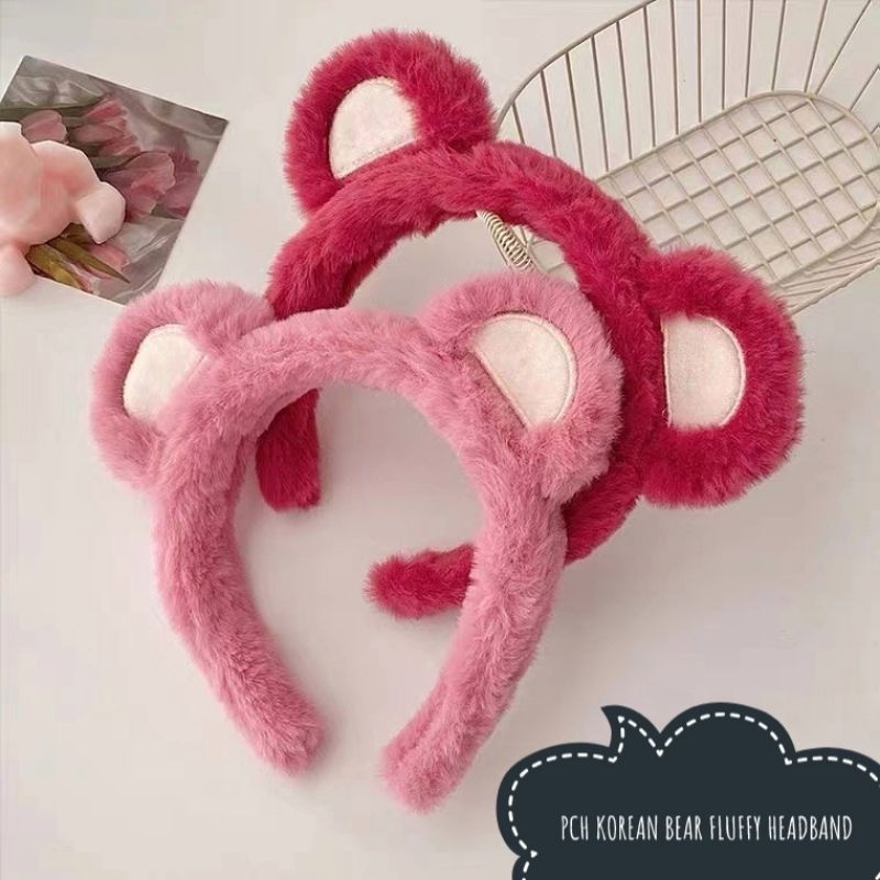 BANDO TELINGA BERUANG LOTSO KOREA FLUFFY HEADBAND LUCU BANDO BULU LEMBUT