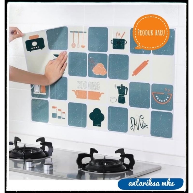Walpaper stiker dinding dapur pelindung tembok dapur anti panas