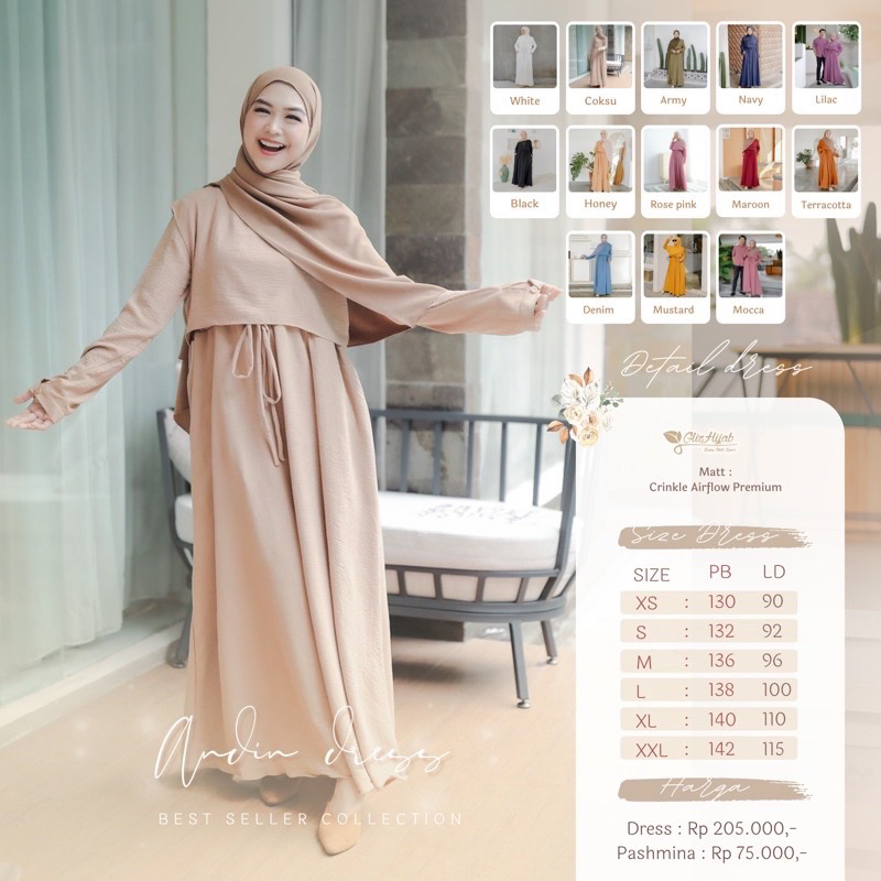 GlizHijab - Andin Dress x Ria Ricis Gamis Muslim Terlaris Dress Hitam Dress Korean Style | Gamis Ter