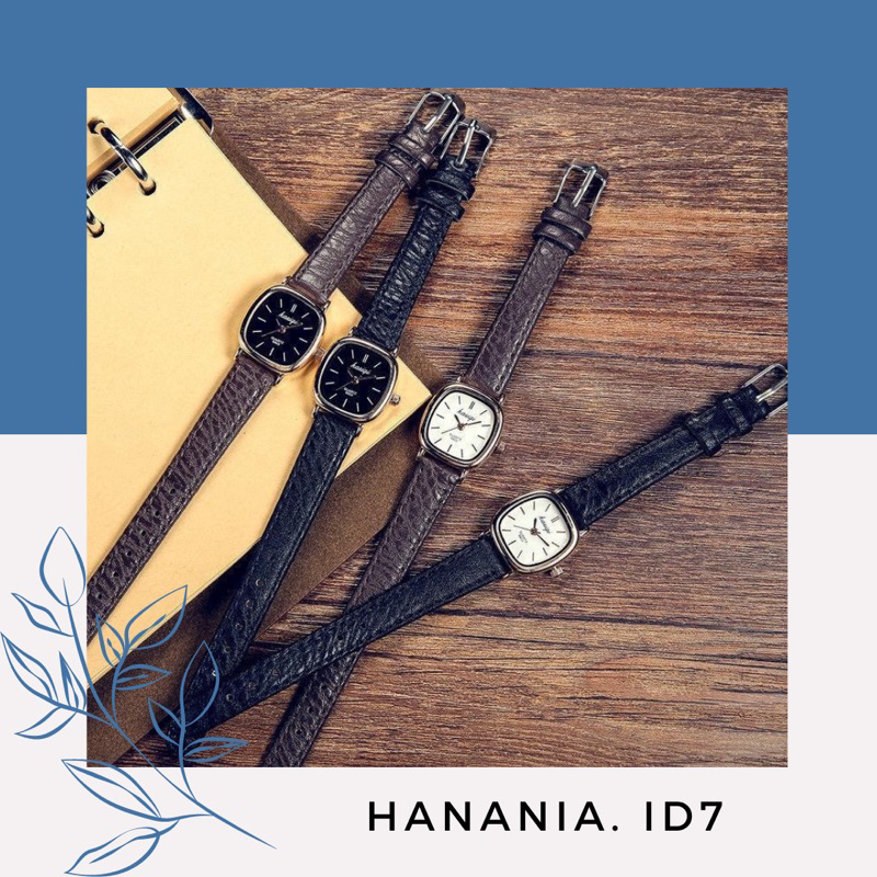 Jam Tangan Wanita / Pria Couple Polos Casual Dial Segi Fashion Analog Quartz Simple Strap Kulit Pu Leather