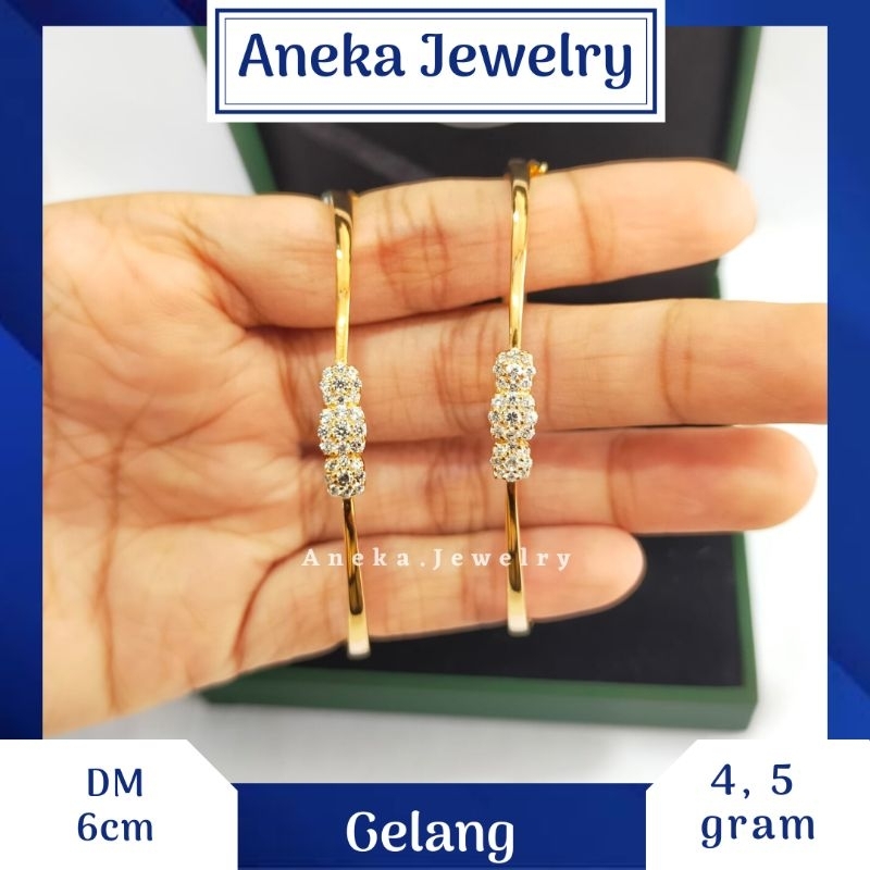 Gelang Cor Mata Bulat, Sepuh Emas Kuning, Perak 925