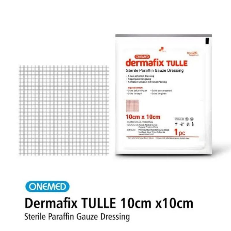 DERMAFIX TULLE 10x10cm PARAFFIN GAUZE ONEMED 1 PCS