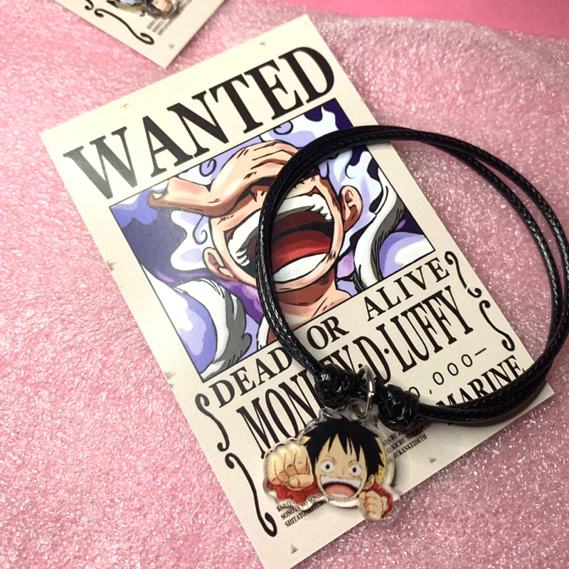 gelang hitam one piece / luffy / zoro / chopper / sanji / nami / ace / shanks / robin / bracelet tal