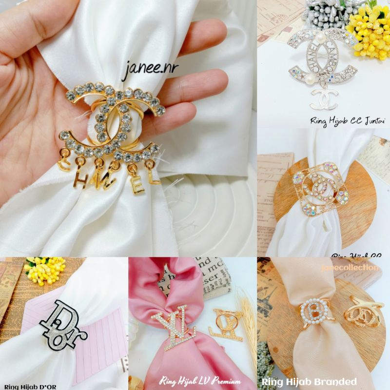 ring hijab huruf mewah / bros cincin jilbab huruf cantik