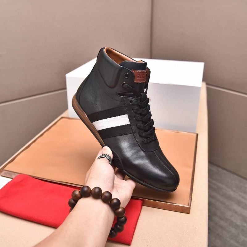 sepatu boot cowok bal ly sepatu pria sneaker high top men shoes strip mirror hitam p1shoes kulit