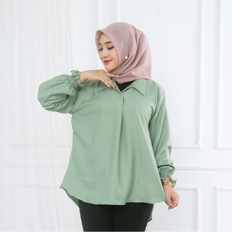 Kemeja Blouse Wanita V Neck Shakila Blouse Shakila Korean Style Kemeja Kerja Wanita