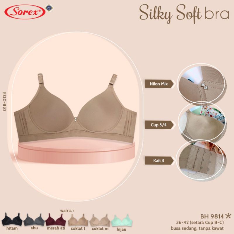 BH Bra Tanpa Kawat Busa Tipis Lembut Silky Soft Sorex 9814