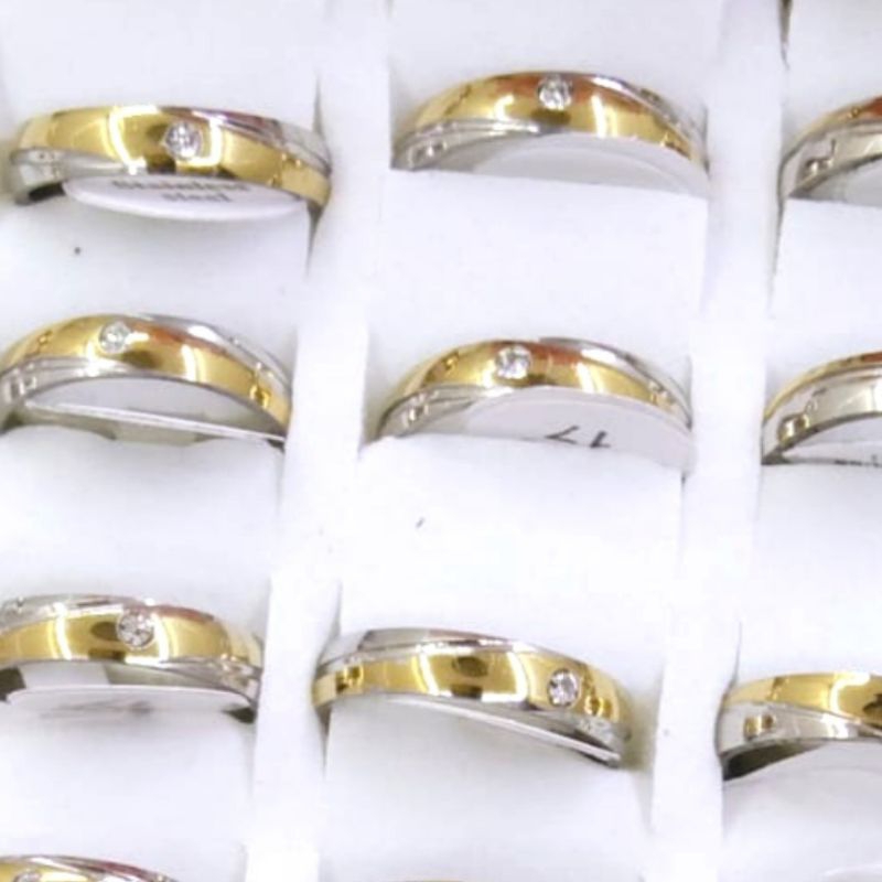 cincin couple titanium anti luntur perhiasan couple