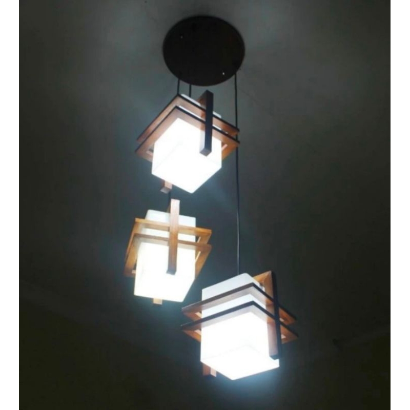 Lampu Gantung Kayu Minimalis/ kap lampu hias minimalis | Lampu Kafe