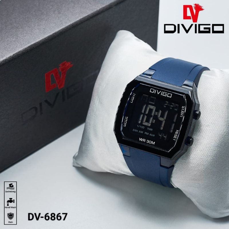 (Cod)Jam Tangan Unisex Divigo 6867 Digital original Anti Air Strap Rubber/Karet(Dikirim Jakarta)No Box