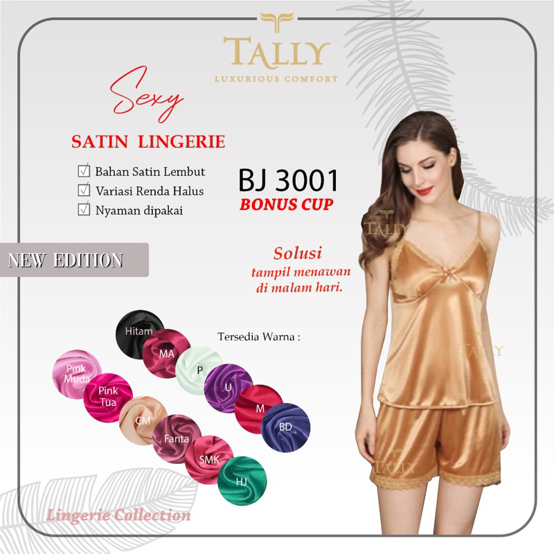 BAJU TIDUR / LINGERIE TALLY 3001 I FREE SIZE | BAHAN SATIN