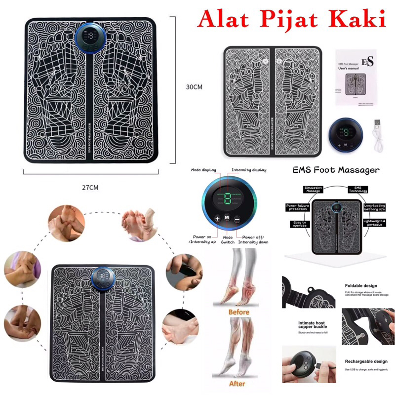 Pijat Kaki EMS Foot Massage Pad Mat Akupuntur Relaksasi Kaki