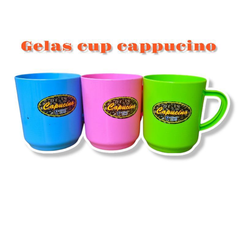 (3 Pcs) Gelas Gagang Plastik/Gelas Capucino /Gelas Tebal/Gelas Plastik/Gelas Kopi