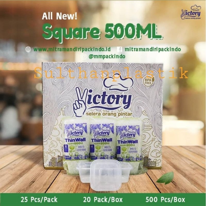 ThinWall Victory Kotak / Square 500ml 25pcs