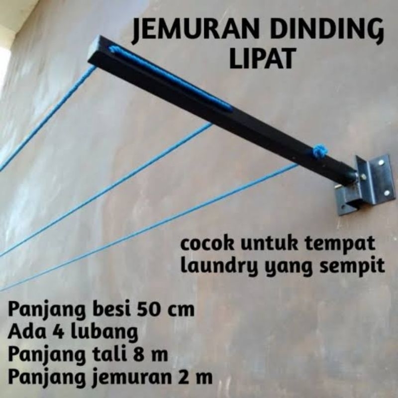 jemuran dinding jemuran lipat free tali 10mtr dan baut 8pcs
