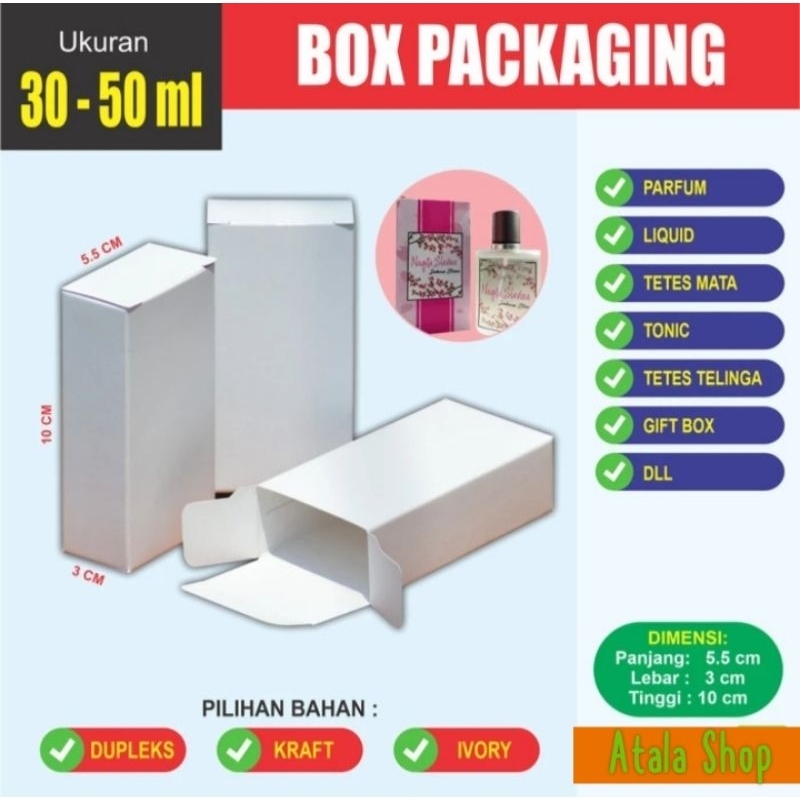 

Dus Kotak Box Packaging Botol Parfum Polos 30ml || 5.5x3x10cm || isi 10pcs