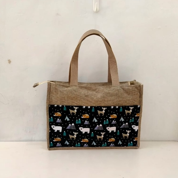 TAS KANVAS TAS GONI SINTETIS KOMBINASI KANVAS MOTIF HEWAN MALAM. RIENS COLLECTIONS