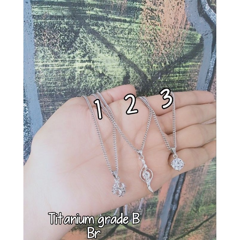 kalung titanium ssun sirih 44cm liontin