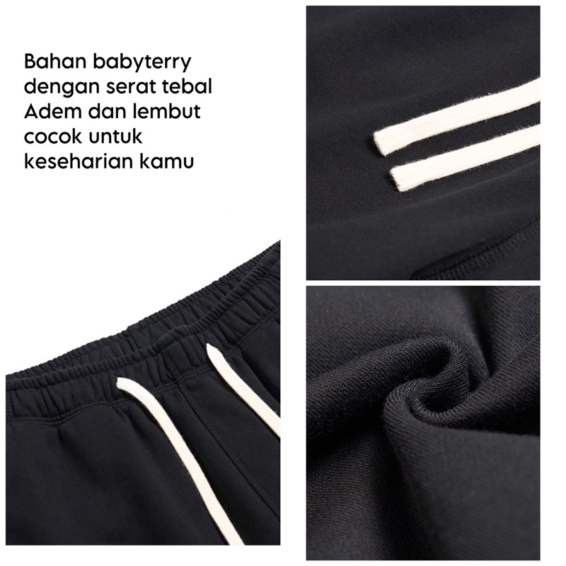 Celana pendek polos bahan babyterry tebal shortpants