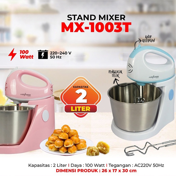 【Garansi 1 Tahun】Advance Stand Mixer MX1003T 7 Kecepatan 2 in 1