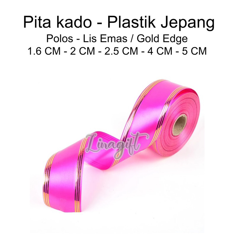 ( Rol 10 Yard ) PITA JEPANG LIS EMAS - GOLD BORDER 1.5 INCH / 4 CM / 1 IN HIASAN KADO HAPPY IDUL ADHA / DEKOR PARCEL IDUL FITRI BINGKISAN SNACK LEBARAN / SOUVENIR GOODIE BAG HIAS RUANGAN PERAYAAN ACARA PESTA EID MUBARAK RANGKAIAN KARANGAN BUKET BUNGA