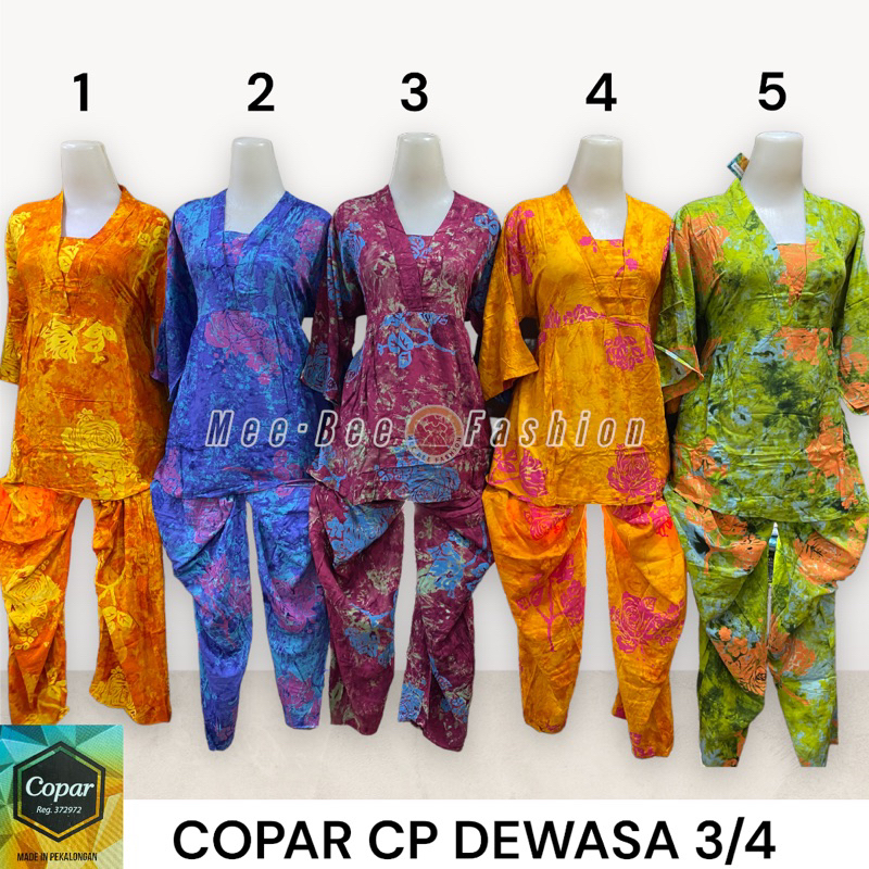 Setelan Batik Cap Copar CP DEWASA Tangan 3/4 Kerah V Kimono