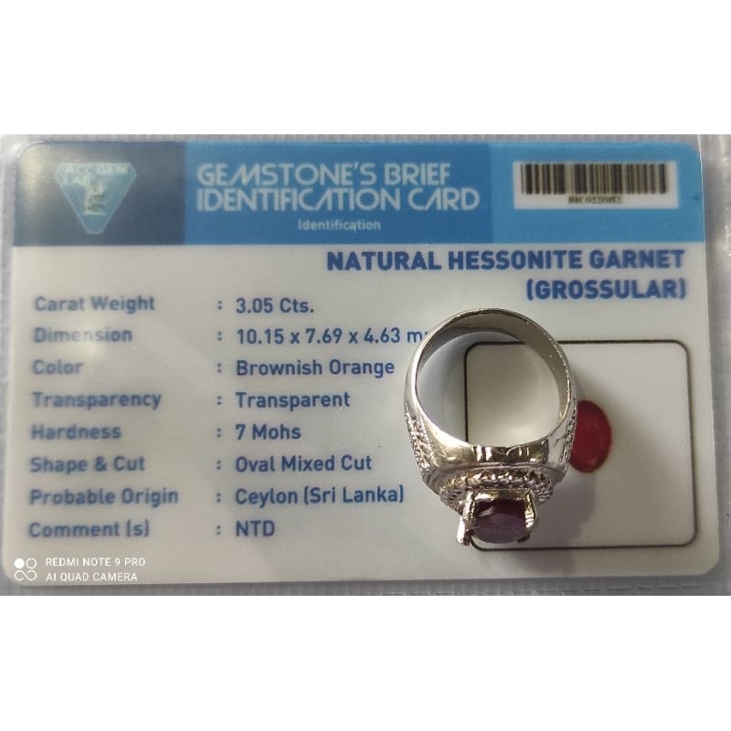 Cincin Natural Garnet Ceylon