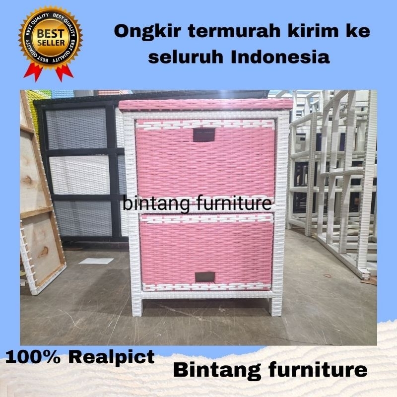 Lemari Rotan Sintetis 2 Laci Murah