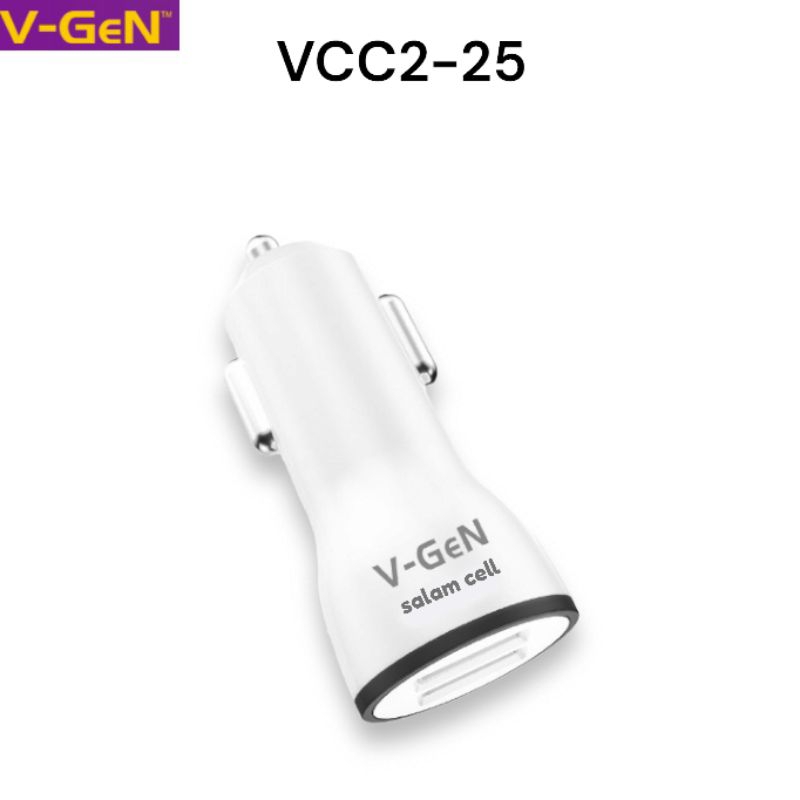 Charger Mobil V-Gen VCC2-25 2,4A Car Charger Original Vgen VCC225 Garansi Resmi