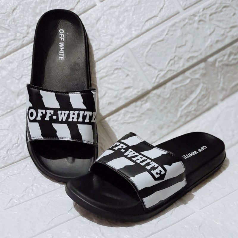 sandal selop off white 02 sandal slip on slide bahan 100% pylon high quality