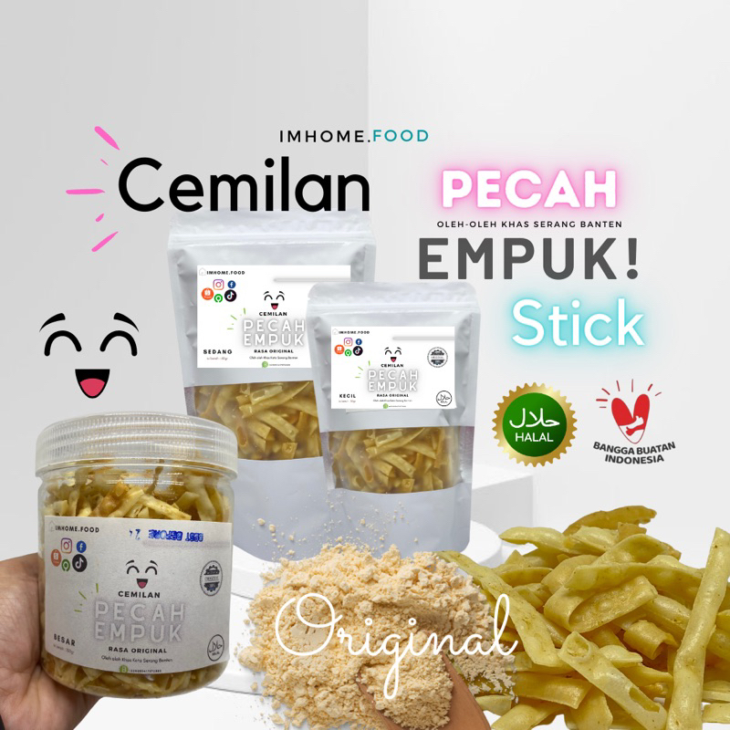 

Cemilan Kiloan Pecah EMPUK STICK rasa ORIGINAL IMHOME oleh oleh khas serang banten Snack Ringan Makanan kue kering lidi lidian jadul food home fresh rambut nenek manis asin pedas open reseller renyah viral enak gurih kue lebaran tamu Basreng keripik kaca