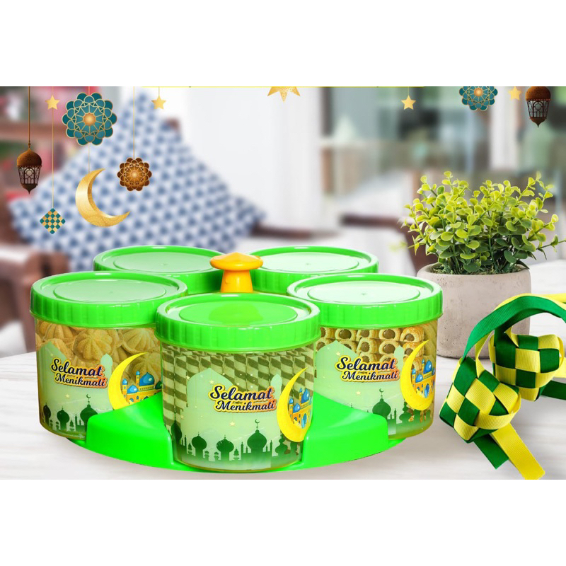 Toples Lebaran Set Lunar Rotary 5 Toples + 1 nampan