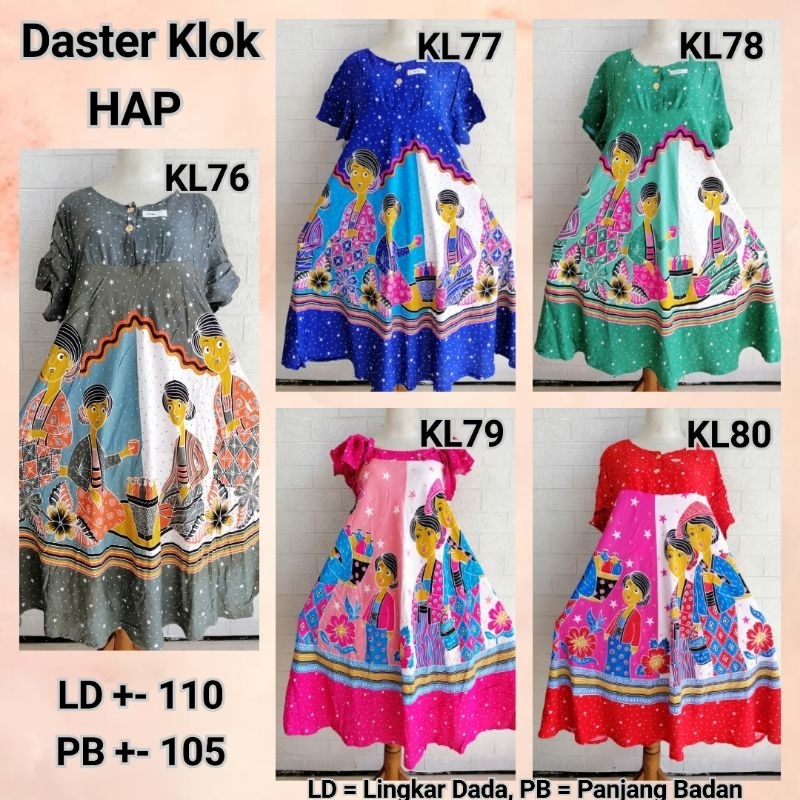 Daster Klok HAP Rijek Sablon Minor LD100-110 Rayon (Harap Dibaca Sebelum Membeli)