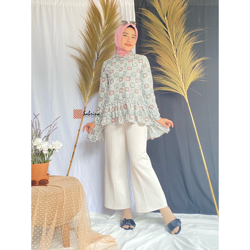 DAHAYU BLOUSE Atasan Kemeja Batik Kerja Kantor Wanita Print Katun Soft Pastel Busui Modis Modern Kekinian