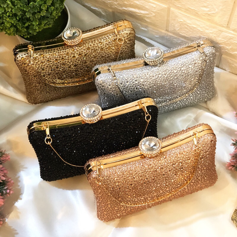 Tas Pesta ZOEY Embellished Crystal Box Clutch