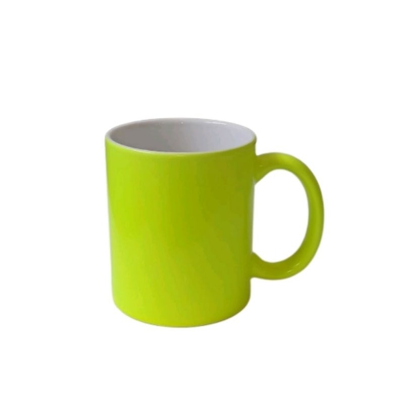 Mug Polos Coating Fluorescent Yellow / Mug Sublim