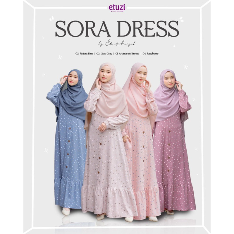 Sora Dress Gamis Remaja Motif Polkadot Busui Syari Bahan Syaqila By Etuzi