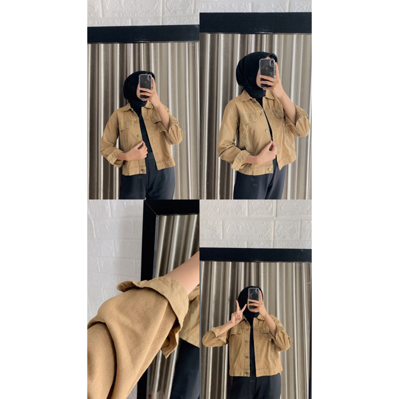 JAKET JEANS CROP// JAKET JEANS CAMEL