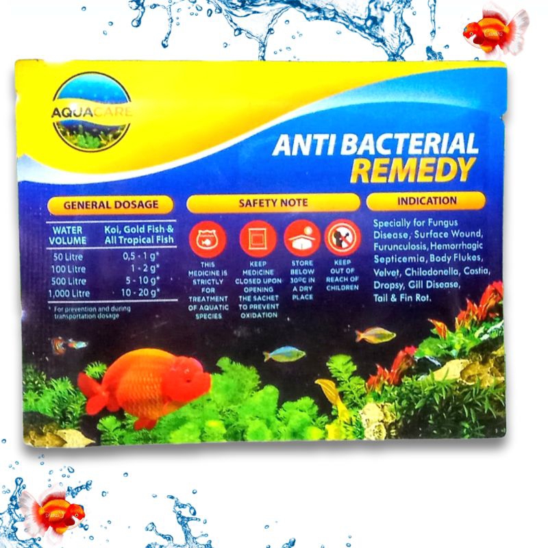 Obat Ikan Anti Bakteri Anti Jamur AQUACARE REMEDY 5GR