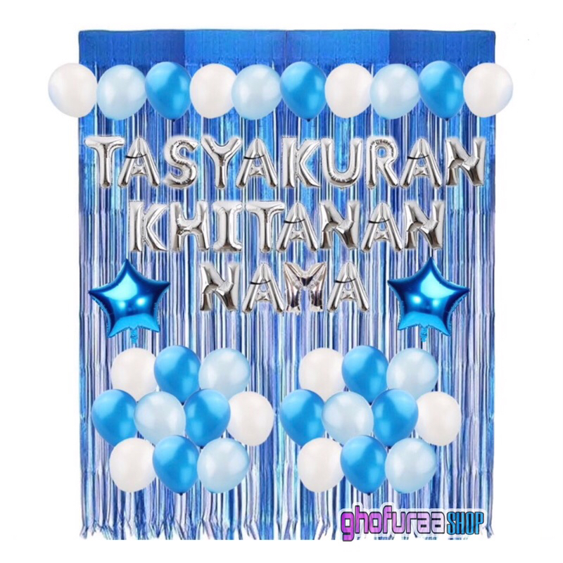 Paket dekorasi tasyakuran khitanan backdrop sunatan tasyakur khitan balon tirai rumbai warna gold