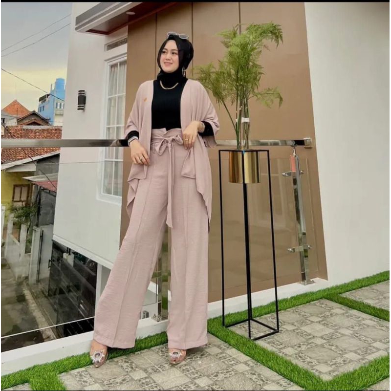 [QB] CLARA ONE SET CARDI+CELANA POLOS SETELAN WANITA CEWEK KEKINIAN SIMPLE WARNA COKSU BIREL HIJAU M