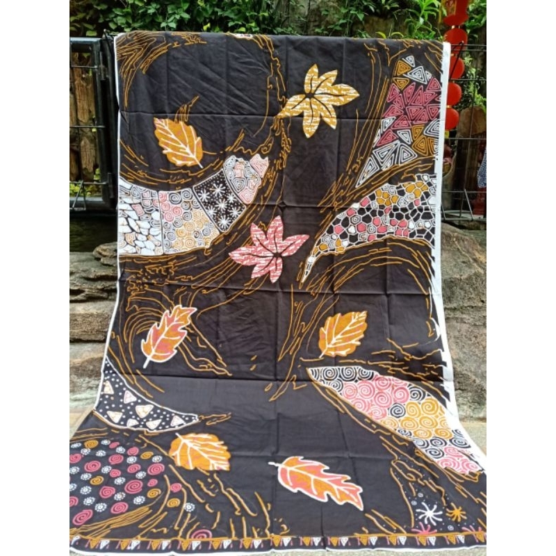 Bahan kain Batik katun Solo motif daun tela