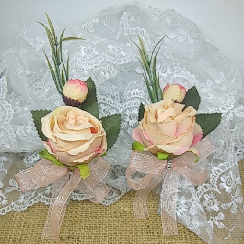 Korsase bunga mawar orange corsage bunga jas pengantin