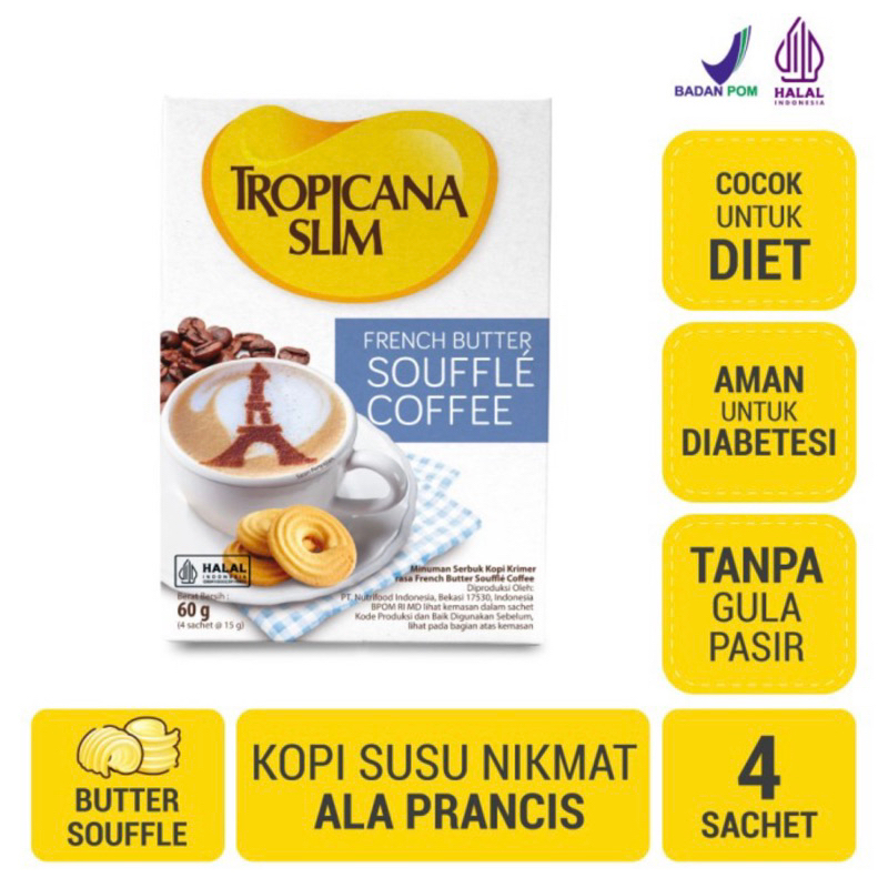 Tropicana Slim Freanch Butter Souffle Coffee isi 4 sachet