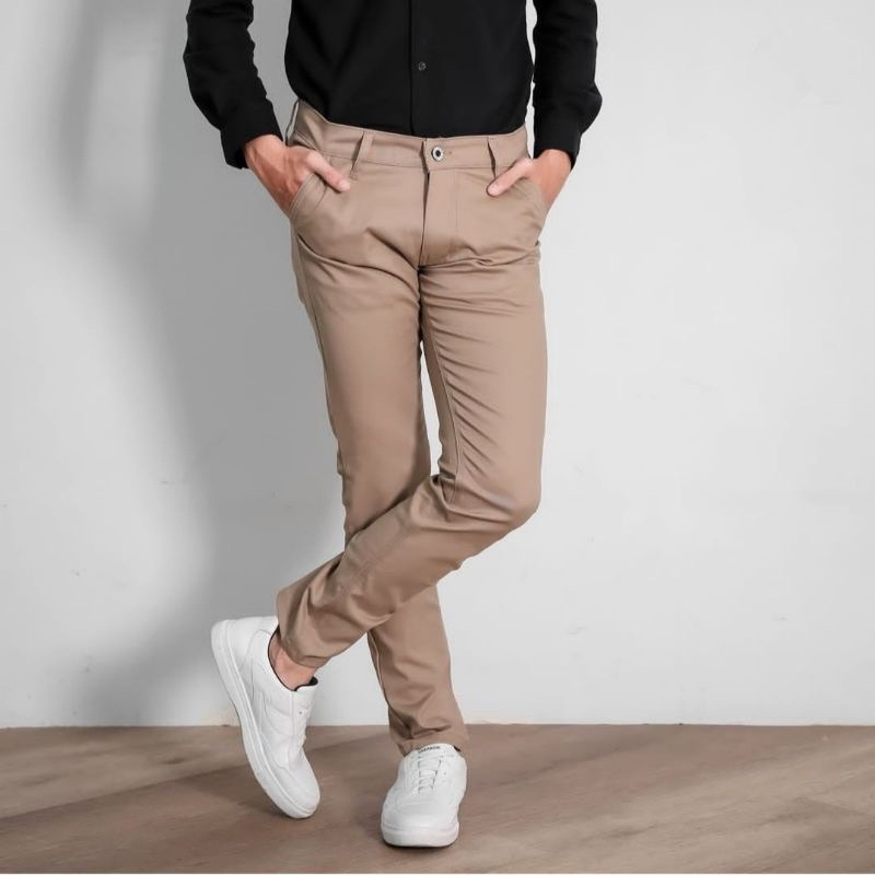 CELANA PRIA CHINO Slim fit Panjang Kerja kantor Santai Liburan Cowok Gentleman