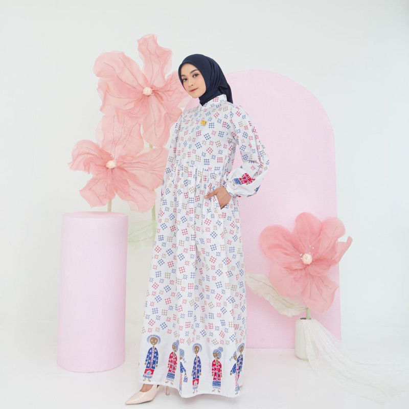 NK BATIK GAMIS SYARI BU TEJO DRESS JUMBO PUTIH